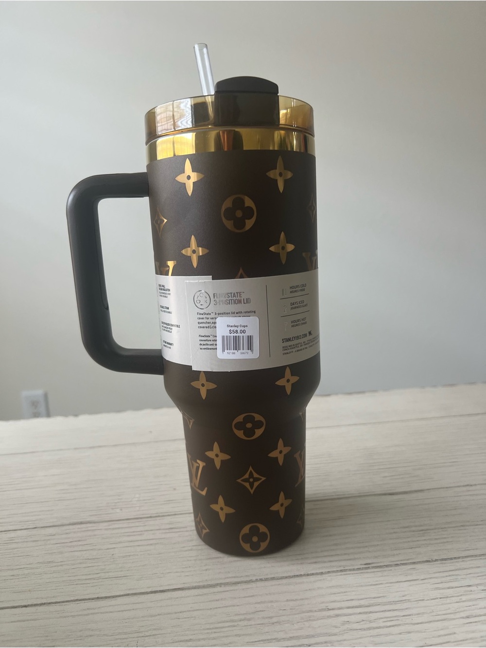 NWT Stanley x LV Monogram Quencher Tumbler - Brown & Gold - Picture 3 of 5